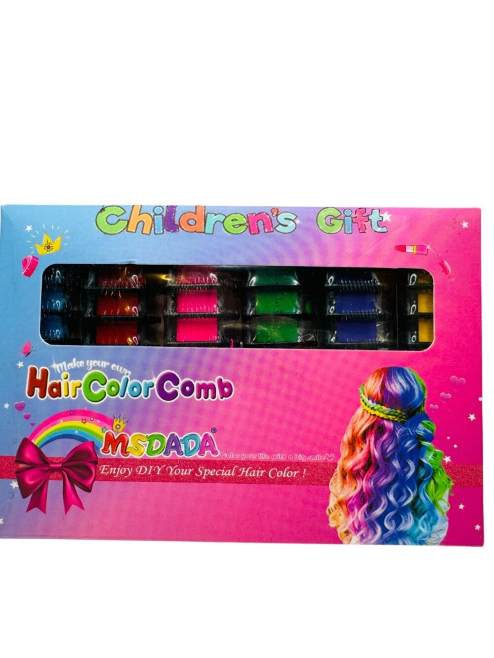 Childrens Hair Chalk Comb Set - Temporary Hair Color Kit